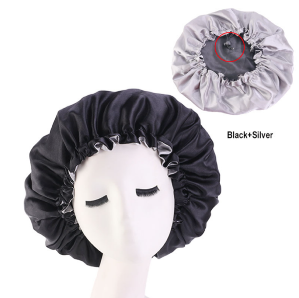 Hair Bonnet For Sleeping Double Layer With Adjustable Elastic(black)