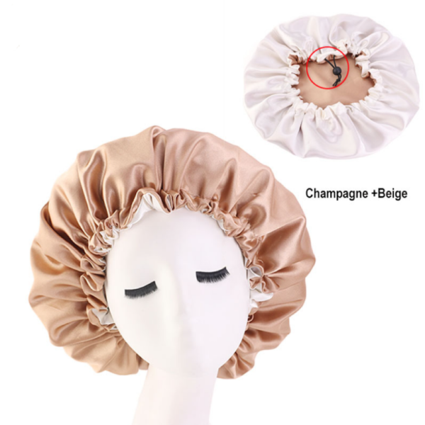 Hair Bonnet For Sleeping Double Layer With Adjustable Elastic(champagne)