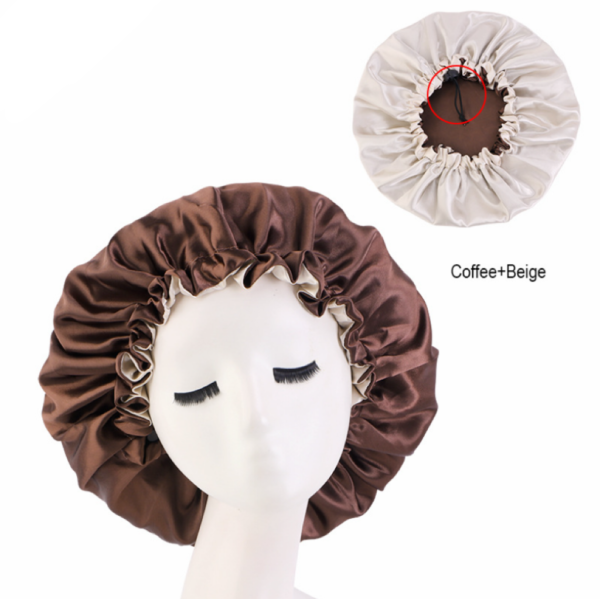 Hair Bonnet For Sleeping Double Layer With Adjustable Elastic(coffee)