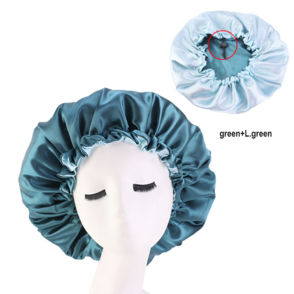 Hair Bonnet For Sleeping Double Layer With Adjustable Elastic(green)