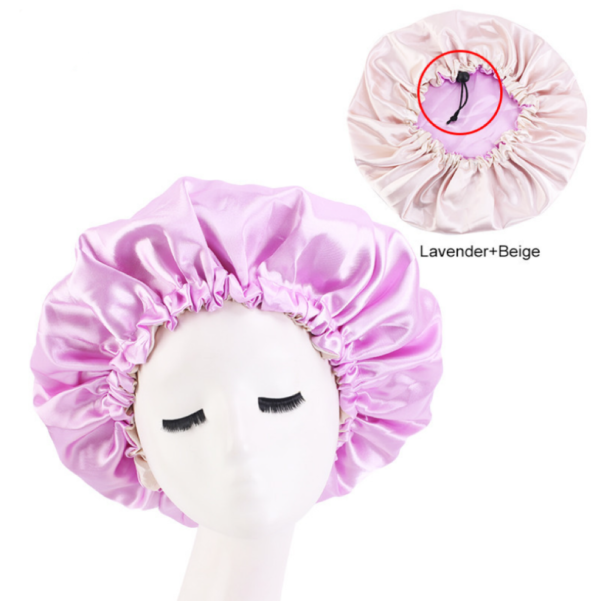 Hair Bonnet For Sleeping Double Layer With Adjustable Elastic(lavender)