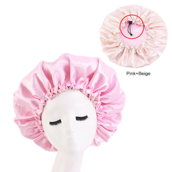 Hair Bonnet For Sleeping Double Layer With Adjustable Elastic(pink)