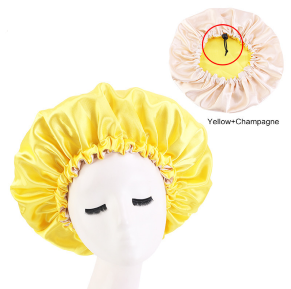 Hair Bonnet For Sleeping Double Layer With Adjustable Elastic(yellow)