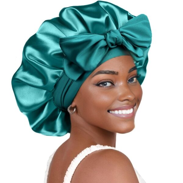 Hair Bonnet With Tie Band For Women Natural Hair(blue Zircon)