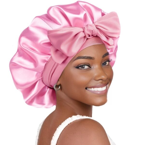 Hair Bonnet With Tie Band For Women Natural Hair(pink)