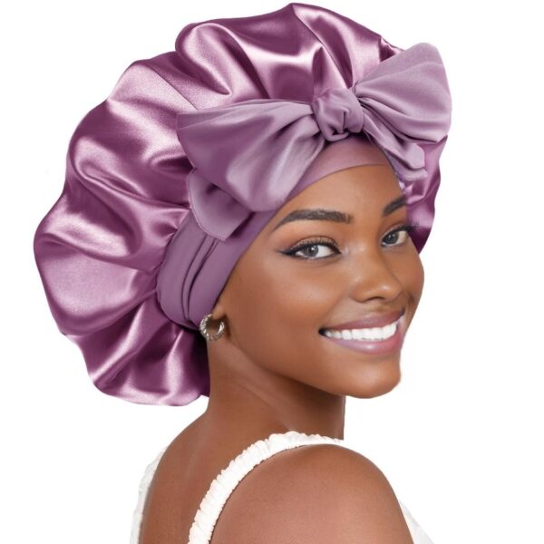 Hair Bonnet With Tie Band For Women Natural Hair(purple)