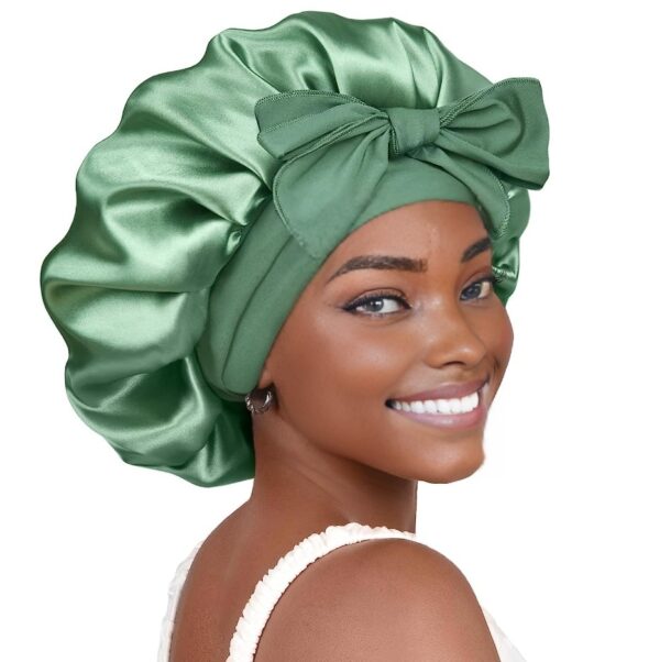 Hair Bonnet With Tie Band For Women Natural Hair(sage)