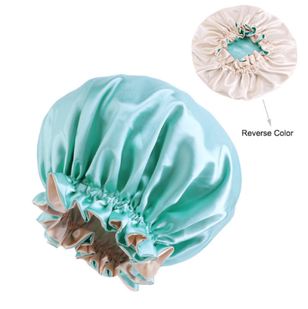 Satin Double Layer Bonnet With Soft Elastic band(Mint green)