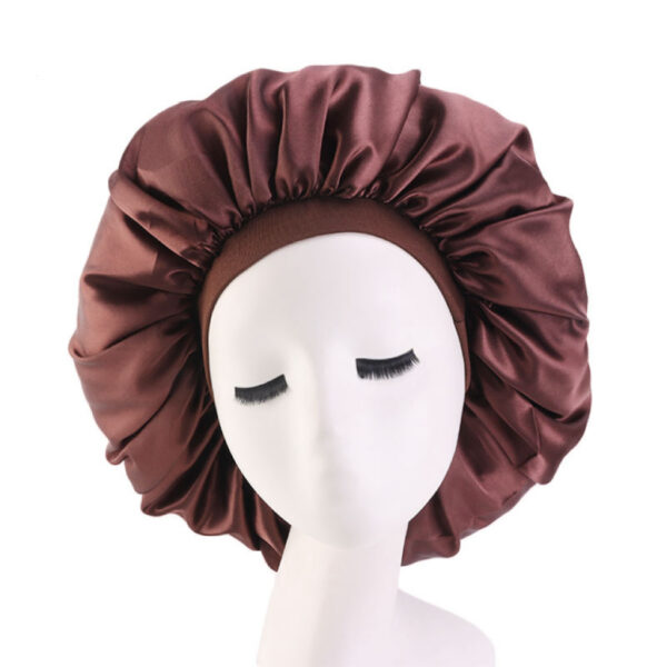 Satin Bonnet With Elastic Wide Band(coffee)(large)