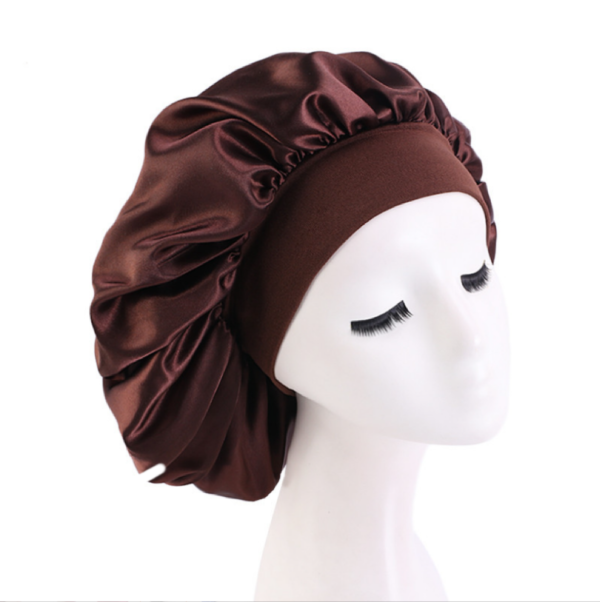 Satin Bonnet With Elastic Wide Band(coffee)(standard)