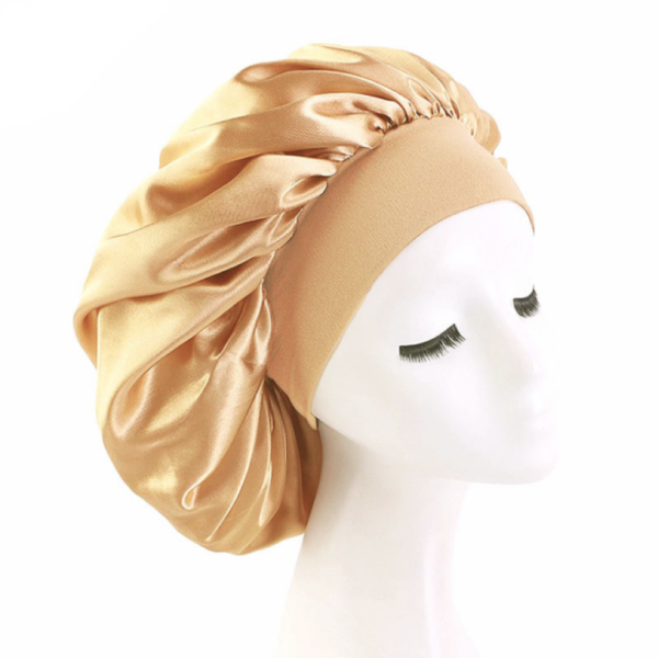 Satin Bonnet With Elastic Wide Band(gold)(standard)