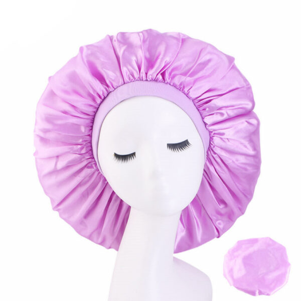 Satin Bonnet With Elastic Wide Band(lavender)(large)