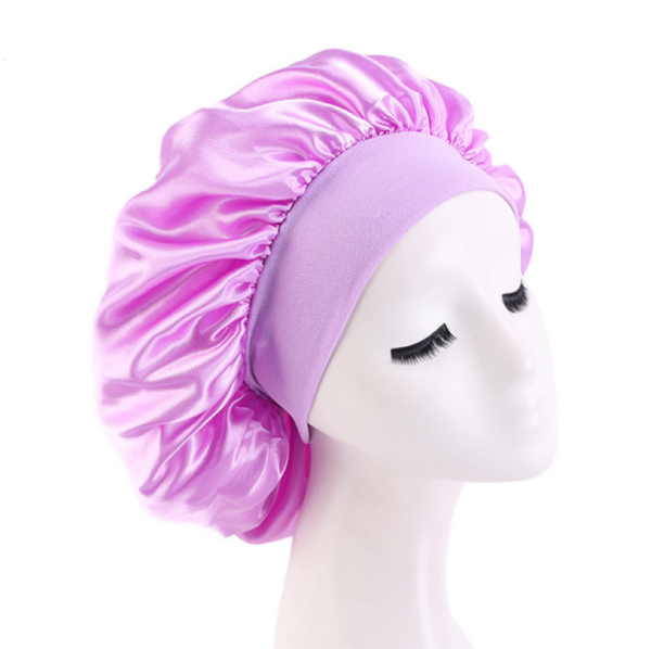 Satin Bonnet With Elastic Wide Band(lavender)(standard)