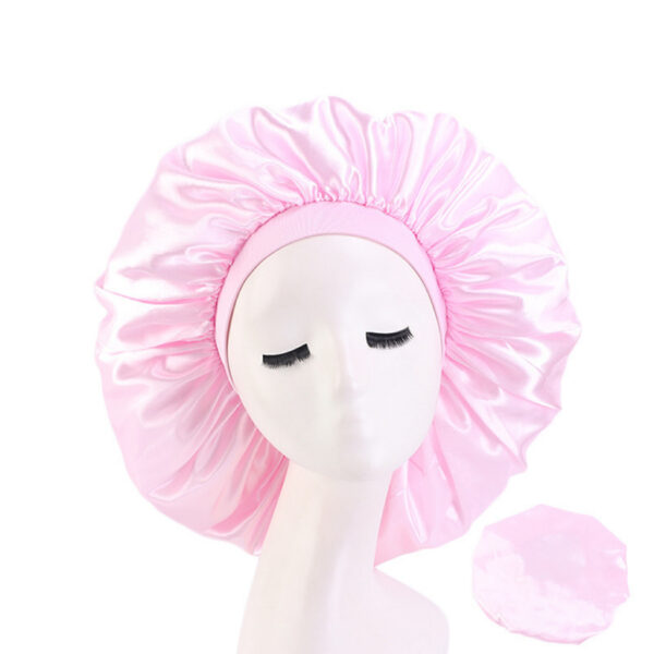 Satin Bonnet With Elastic Wide Band(pink)(large)