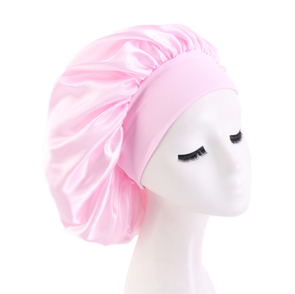 Satin Bonnet With Elastic Wide Band(pink)(standard)