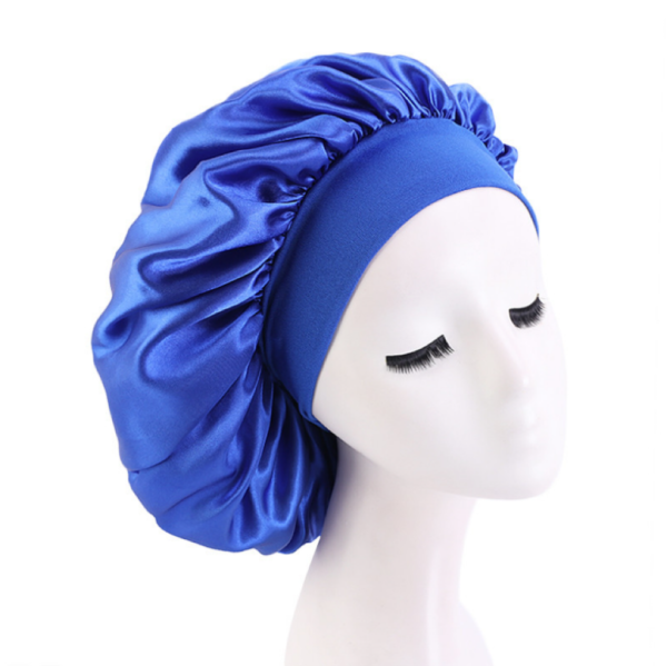 Satin Bonnet With Elastic Wide Band(royal Blue)(standard)