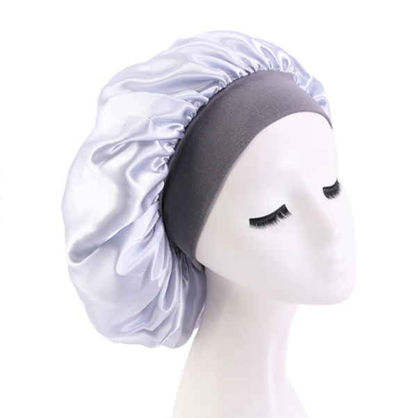 Satin Bonnet With Elastic Wide Band(silver)(standard)