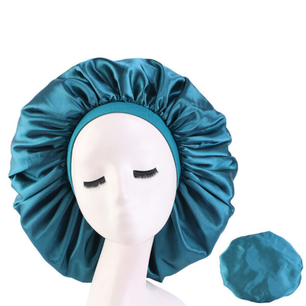 Satin Bonnet With Elastic Wide Band(teal)(large)