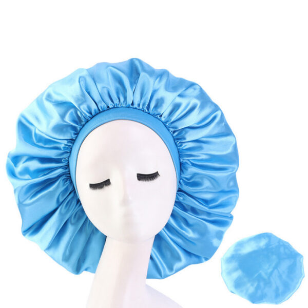 Satin Bonnet With Elastic Wide Band(turquoise)(large)