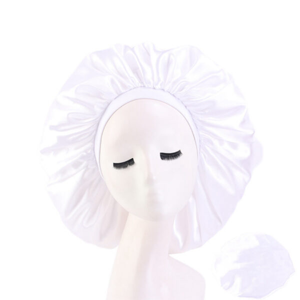 Satin Bonnet With Elastic Wide Band(white)(large)