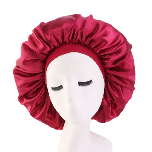 Satin Bonnet With Elastic Wide Band(wine)(large)