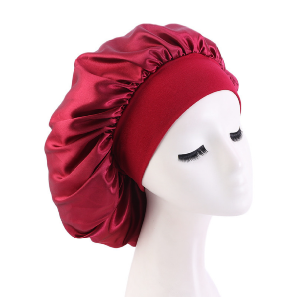 Satin Bonnet With Elastic Wide Band(wine)(standard)