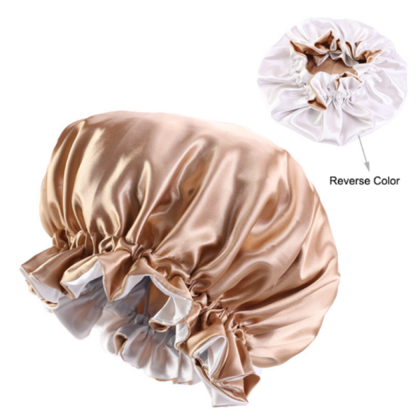 Satin Double Layer Bonnet With Soft Elastic Band(khaki)