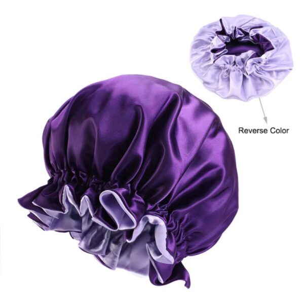 Satin Double Layer Bonnet With Soft Elastic Band(purple)