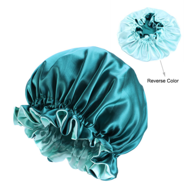 Satin Double Layer Bonnet With Soft Elastic Band(teal)