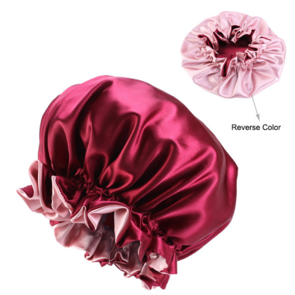 Satin Double Layer Bonnet With Soft Elastic Band(wine)