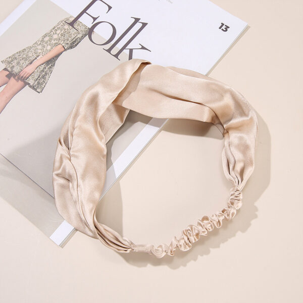 Headband Elastic Mulberry Silk Hair Band For Washing Face(champagne)